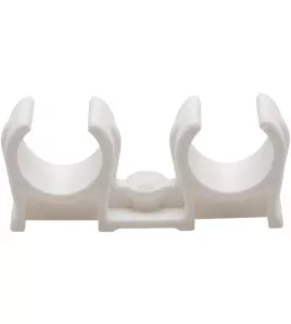 APS54983 Talon - Snap in Open Clips Double - White - 15mm - Pack of 100 - Premium Grade Polymer - for Home Improvement, Plumbing, Pipe Installation WHITE