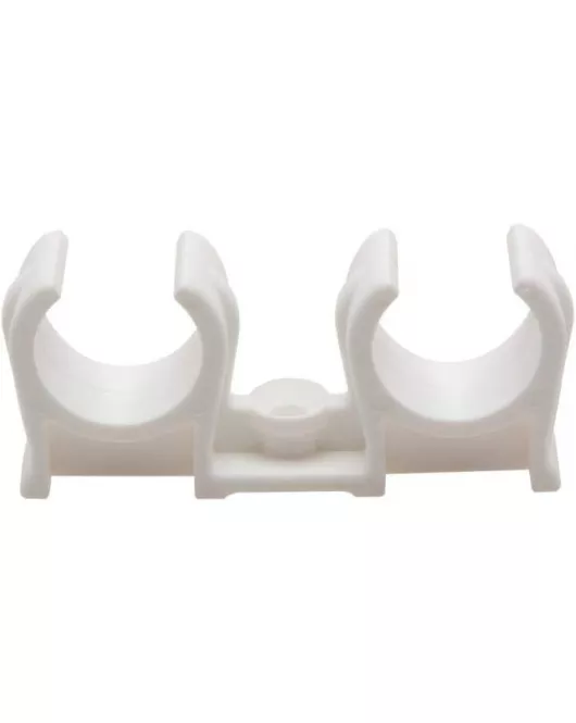 APS54983 Talon - Snap in Open Clips Double - White - 15mm - Pack of 100 - Premium Grade Polymer - for Home Improvement, Plumbing, Pipe Installation WHITE