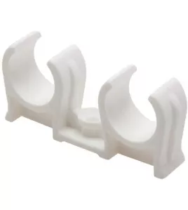 APS54983 Talon - Snap in Open Clips Double - White - 15mm - Pack of 100 - Premium Grade Polymer - for Home Improvement, Plumbing, Pipe Installation WHITE