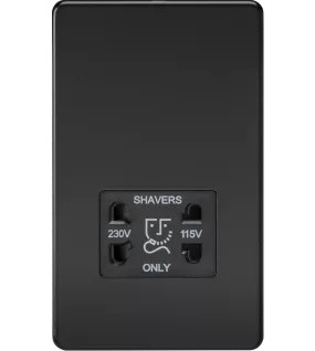 APS14114 115V/230V Dual Voltage Shaver Socket - Matt Black with Black Insert 