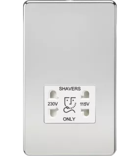 APS14121 115V/230V Dual Voltage Shaver Socket - Polished Chrome with White Insert 