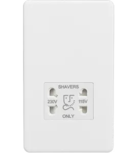 APS14716 115/230V Dual Voltage Shaver Socket - Matt White with White insert 
