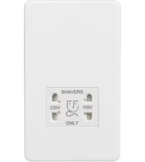 APS14716 115/230V Dual Voltage Shaver Socket - Matt White with White insert 