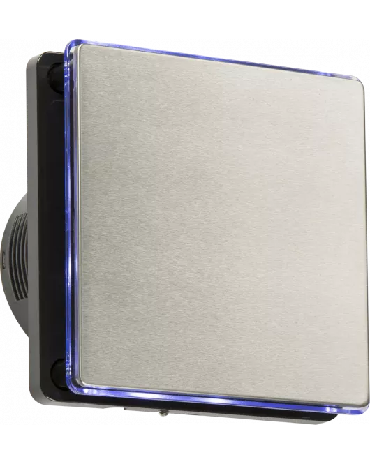 APS15955 100mm/4 inch LED Backlit Extractor Fan with Humidistat and Overrun Timer - Black and Stainless Steel Stainless Steel