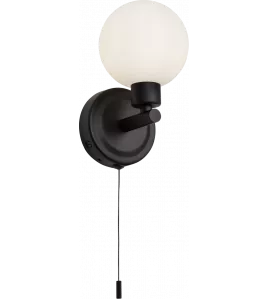 APS16539 230V IP44 G9 Single Wall light with Round Frosted Glass - Matt Black 