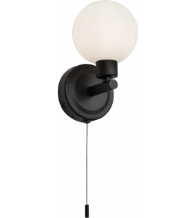 APS16539 230V IP44 G9 Single Wall light with Round Frosted Glass - Matt Black 