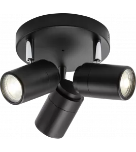 APS16553 230V IP44 GU10 Triple Spotlight - Matt Black 