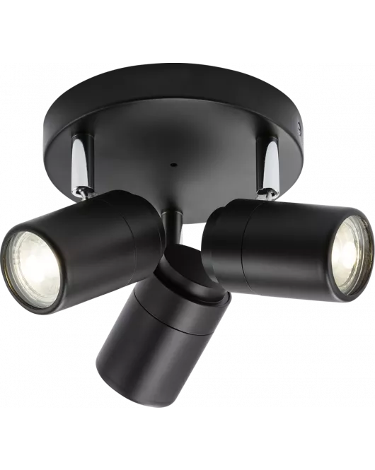 APS16553 230V IP44 GU10 Triple Spotlight - Matt Black 