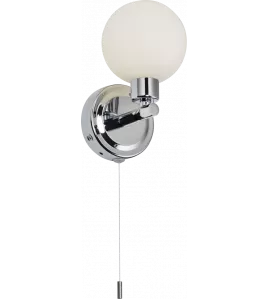 APS16542 230V IP44 G9 Single Wall light with Round Frosted Glass - Chrome 