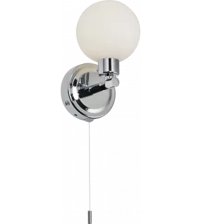 APS16542 230V IP44 G9 Single Wall light with Round Frosted Glass - Chrome 