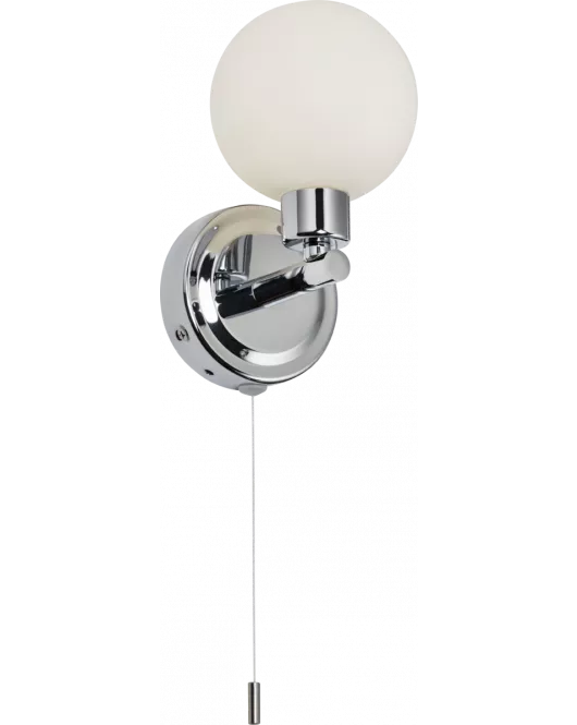 APS16542 230V IP44 G9 Single Wall light with Round Frosted Glass - Chrome 