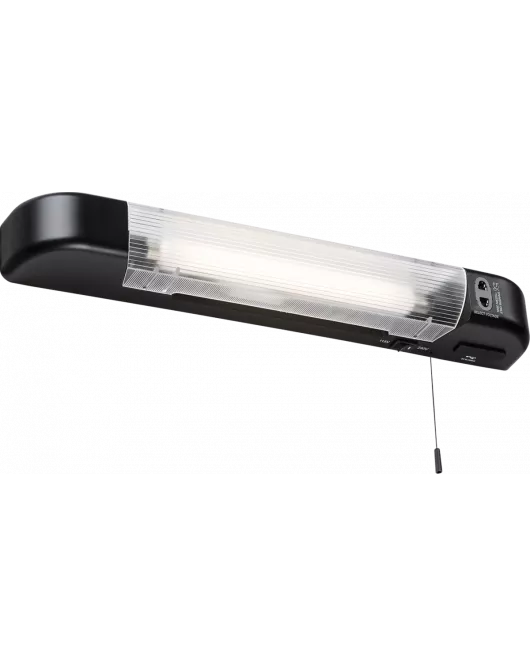 APS16423 230V IP20 6W LED Shaver Light with Dual USB Charger - Matt Black 