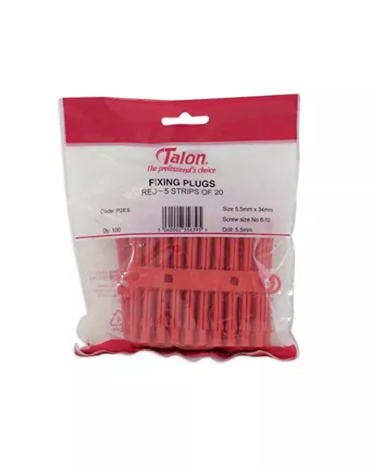 APS0054 Wall Plugs - suitable for size 6 - 10 guage woodscrews, Ø 5.5 mm drill bit Red