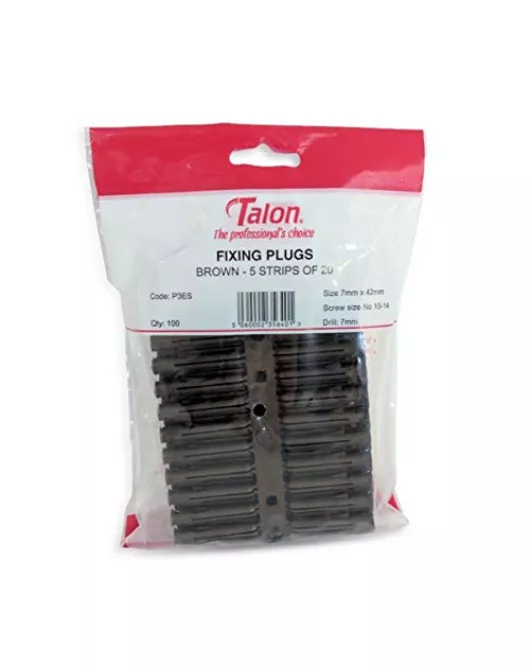 APS0079 Wall Plugs - Brown - suitable for size 8 - 12 guage woodscrews, Ø 7 mm drill bit Brown