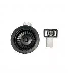 APS52341 Basket Strainer Kitchen Sink Waste with Round Overflow Plates| Matt Black Finish Matt Black