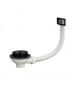 APS52343 Basket Strainer Kitchen Sink Waste with Round Overflow Plate | Matt White Finish Matt White