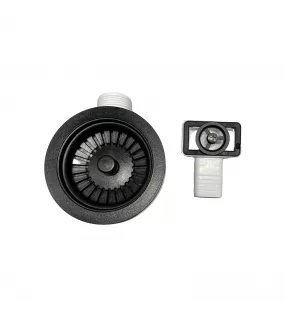 APS52343 Basket Strainer Kitchen Sink Waste with Round Overflow Plate | Matt White Finish Matt White