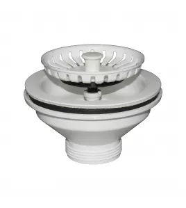 APS52344 Basket Strainer Kitchen Sink Waste Matt White Finish Matt White